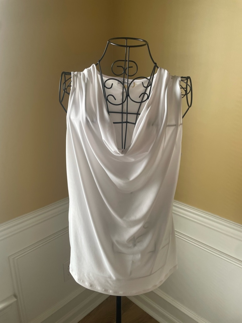 Calvin Klein White Draped Cowl Neck Tank